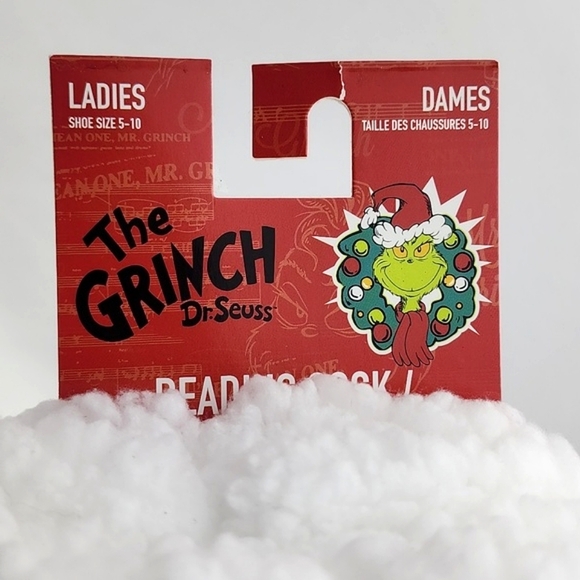 The Grinch Women's Reading Socks Red Black Knit Plaid Fleece Christmas Sz 5-10 - Picture 3 of 8